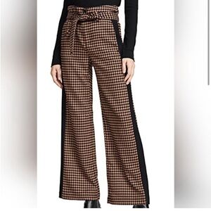 NWOT Scotch & Soda Maison Atelier No3 Black and Brown Houndstooth Wide-Leg Pants